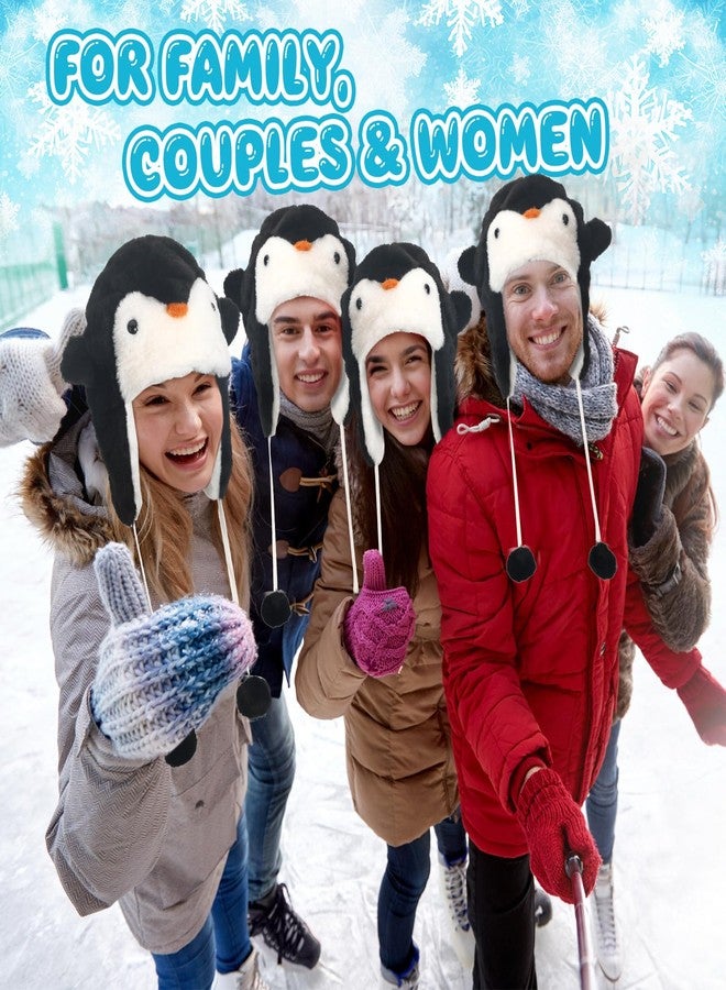 Cutecrop قبعة شتوية قطيفة على شكل بطريق من كيوت كروب، قطعتان، قبعة تزلج شتوية مرحة على شكل حيوان، قبعة صوفية على شكل بطريق مع أغطية للأذنين، لون أسود وأبيض، ناعمة، هدية تزلج، زي شتوي دافئ للنساء والأطفال والفتيات، هدية مثالية لحفلات التنكر ومحبي الحيوانات - Image 4